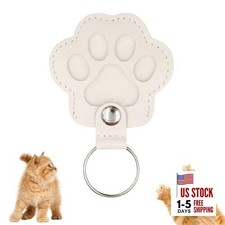 Pet Keychain Refillable Paw Shaped Leather Fur Keepsake Pet Paw Print White
