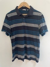 Calvin Klein Kids Boys Striped 100 Cotton Short Sleeve Polo Shirt Blue Gray M