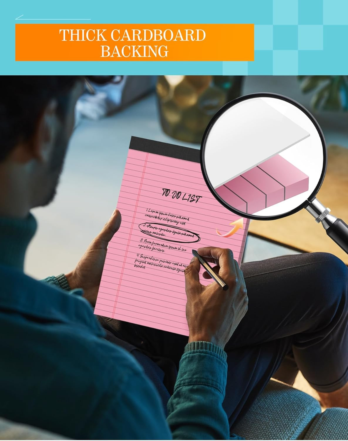 Legal Pads 8.5 X 11 Colored Note Pads 8.5 X 11, 3 Pack Notepads 8.5 X 11, Pink N