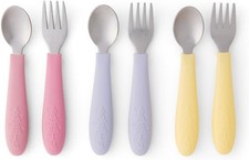 Kids Silverware W/ Silicone Handle Childrens Safe Flatware Toddler Utensils