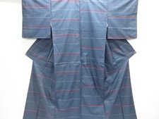 7648186: JAPANESE KIMONO / ANTIQUE ENSEMBLE KIMONO / SILK / TSUMUGI / WOVEN STRI