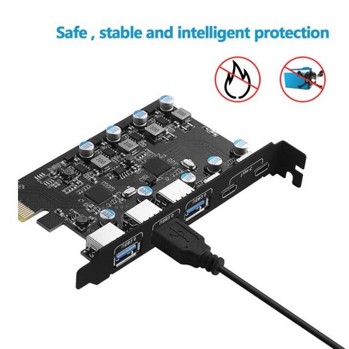 PCI Express Adapter Card USB3.1 High Speed 5Gbps 5 Ports External PCIe Networ FY - Afbeelding 9 van 24