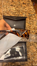 PRADA Women's Tortoise Shell Rectangle Sunglasses Brown Tinted w/Case Box