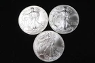 NobleSpirit American SILVER Eagles Superb GEM BU Lot of 3x Mixed Dates #2