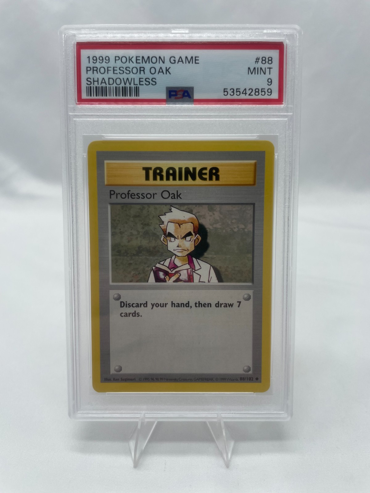 1999 Pokemon TCG Professor Oak Base Set Shadowless 88/102 PSA 9 Mint