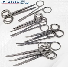 12 Pcs IRIS Scissors 4.5" Straight + Curved Surgical Dental Instruments New
