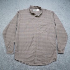 Vintage 90s LL Bean Shirt Mens Large Tall Brown Plaid Button LongSleeve USA Made