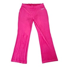 Juicy Couture Womens Pink Velour Flared Sweatpant Pants Size L Bling
