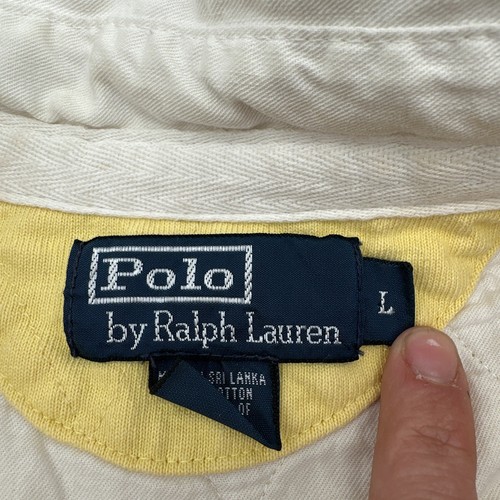 VTG Polo Ralph Lauren Rugby Shirt Size L Yellow Blue Golf Club Color Block 90s - Picture 11 of 16