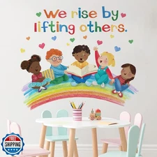 Mfault Inspirational We Rise by Lifting Others Wall Decals Stickers, Diversit