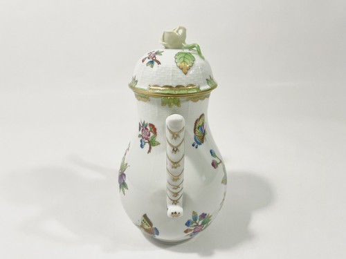 Herend Queen Victoria Green Boarder Yellow Rose Coffee Pot 22,5 cm - Picture 3 of 9