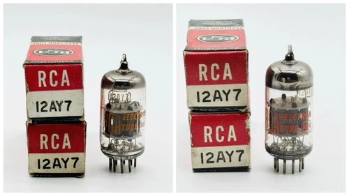 x4 NEW Vintage NOS RCA 12AY7 Gray Plate Vacuum Radio Amplifier Tubes i6