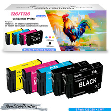 5PK 2BK CMY Ink For Epson 126 T126 WF3530 3540 WF7510 7520 WF545 635 645 840 845