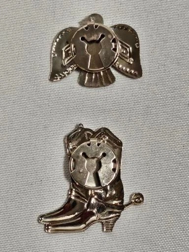 GUC Thin Silvertone Metal Country Western Native Button Covers - Image 2 of 4