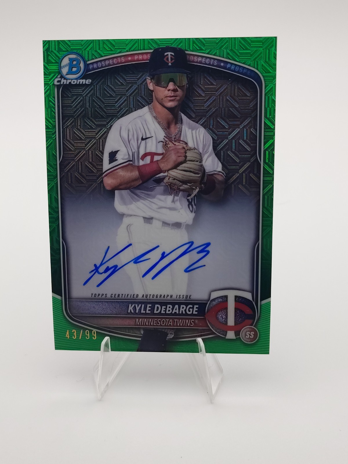 Kyle DeBarge 2025 Bowman Chrome Green Mojo Auto /99 BMA-KD - Minnesota Twins