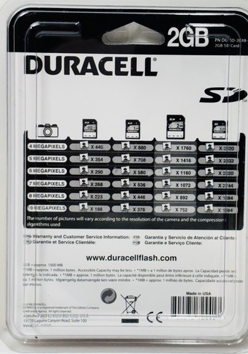 Duracell SD Flash Memory Card 2 GB, New in Original Unopened Packaging - Picture 3 of 3