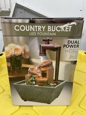 Country Bucket Frog LED Indoor Fountain Dual Power- Adapter Or Batteries NOT IN