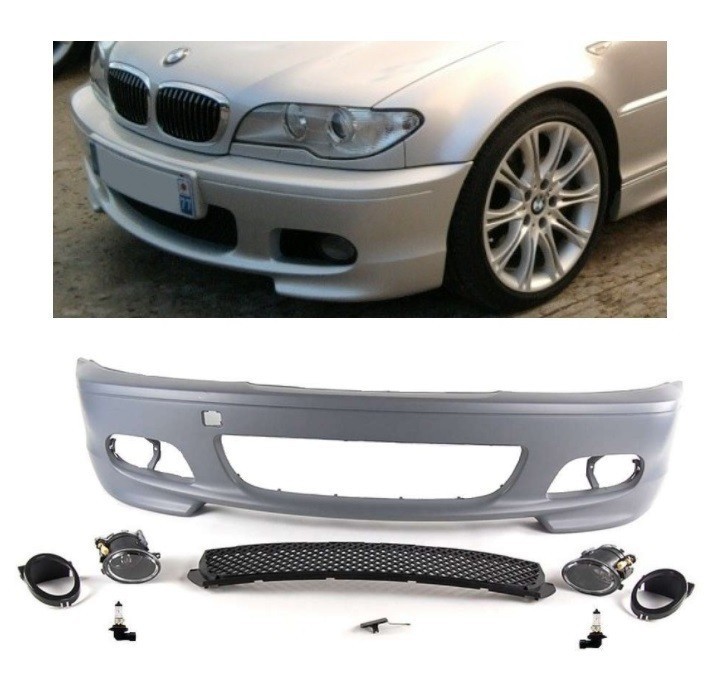 Pare-chocs avant Pack M M2 BMW E46 pour réparer une carrosserie cassée avec antibrouillards