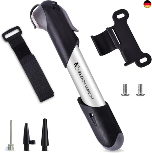 VeloChampion Mini Fahrradpumpe - Tragbar, Leicht, Kompakt mit Rahmenhalterung.
