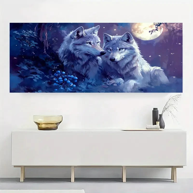 Panoramic Elegant Moonlit Forest Painting Canvas Wall Art Home Décor Picture