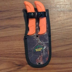 Outdoor Edge Game Processing Stainless Steel Knives Orange Handle w/ Belt Sheath