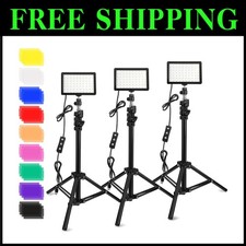 5600K USB Studio Lighting Kit - 3 LED Video Lights with Tripod Color Effects