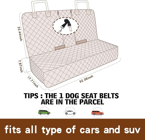 Coprisedile Auto per Cani Impermeabile Pet Auto Protezione Sedile Posteriore Compatibile per Centrale - Foto 6 di 8