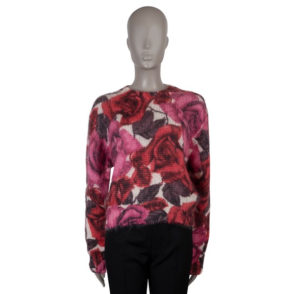73761 Auth PRADA Pink White Mohair 2019 ROSE Pullover 42 M