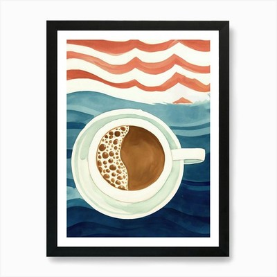 Kaffee am Strand Kunstdruck gerahmt Wandbild Poster Leinwanddruck Bild
