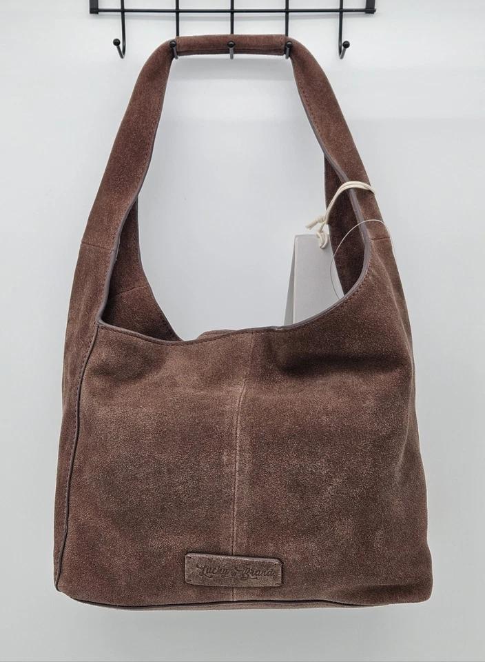 Nuevo con etiquetas Bolso Hobo Mini Gamuza Clem Lucky Brand, Marrón Cappuccino Oscuro 100% Gamuza Vaca Foto 2 de 4