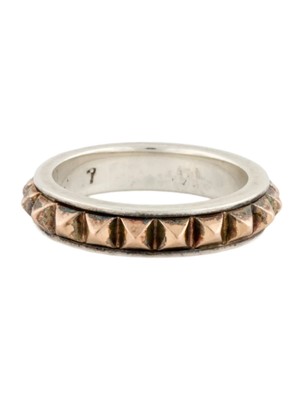 Lagos Bicolor Nieten Kaviar Bandring Sterlingsilber & 18K Rotgold - Größe 6