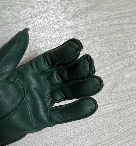 VTG Grain Buck-Skin Deerskin Leather Forest Green Wrist Length Gloves FLAW Sz M - Picture 11 of 24