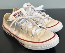 Youth Converse All Star Low Top White Canvas Sneakers Size 2 3J256 Chuck Taylor