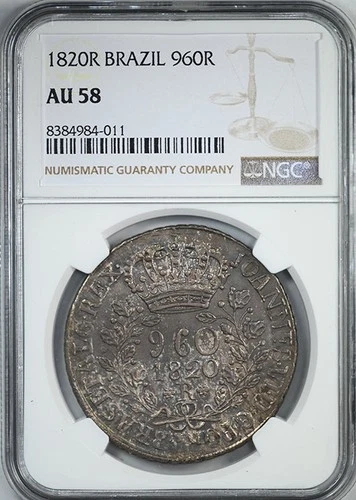 1820 R Brazil 960R Reis NGC AU58