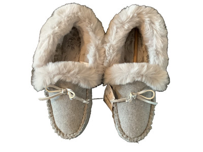 Brand New Women s Sz 10 J Crew Factory Stitched  slippers gray moccasin slippers