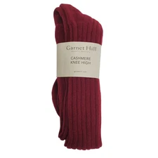 NWT Garnet Hill Socks Knee High 9-11 Port Wine 82% Cashmere Warm Cozy Holiday