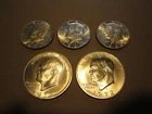 40% SILVER- (3) 1968-D KENNEDY HALF DOLLARS, (2) 1972-S EISENHOWER DOLLARS