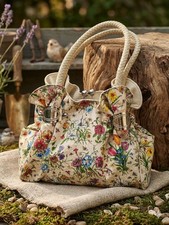Botanical Flower Print Purse Kiss-Lock Frame Bag Fairycore Boho Regency Core