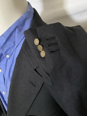Vintage Hickey Freeman 54R 54L Wool Gray Brass Button sport coat Jacket Blazer
