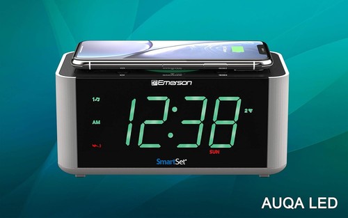 Emerson ER100202 Smartset Dual Alarm Clock Radio with USB ER100202, Silver - 第 6/7 張圖片