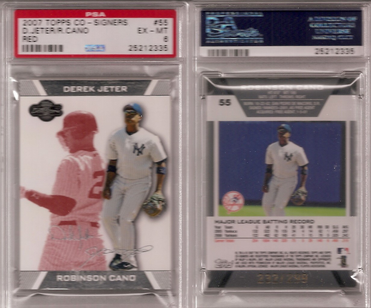 Derek Jeter/Robinson Cano 2007 Topps Co-Signers Red 55 #'d 232/299 PSA 6