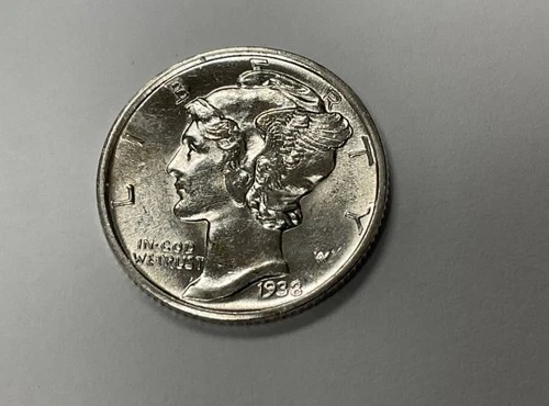 1938-D Denver Mercury Silver Dime AU / BU FROSTY COIN!