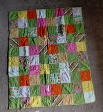 New Handmade Baby or Toddler Quilt, Lap Blanket 54x43 Owls Flowers