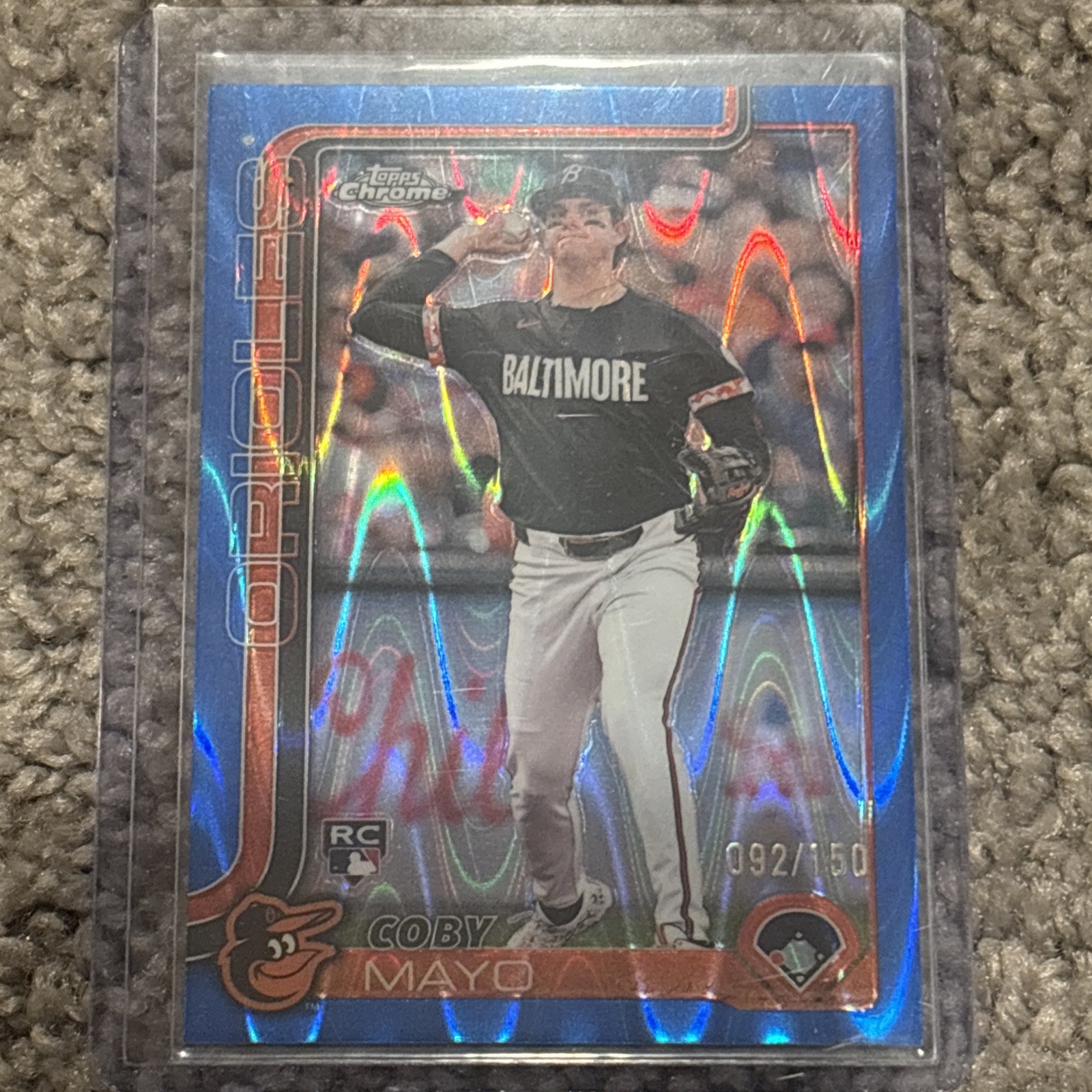 2025 Topps Chrome - Coby Mayo #120 Blue Raywave Refractor /150 (RC)