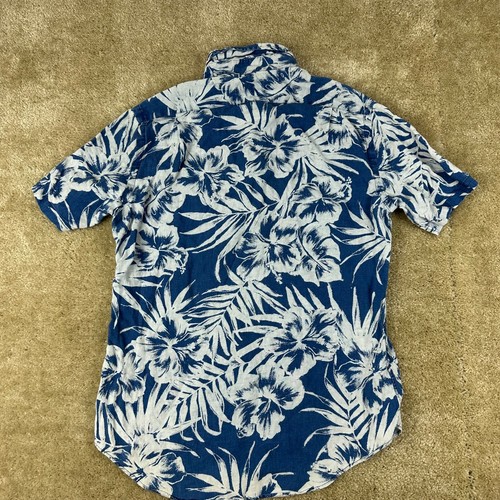 Polo Ralph Lauren Mens Shirt S Linen 1/2 Button Front Pocket floral blue - Picture 9 of 16