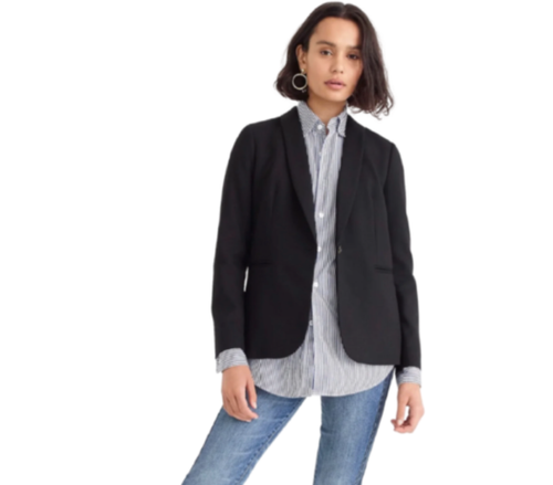 Giacca blazer donna JCrew Parke alta 6 T nera lana flanella un bottone nuova con etichette NUOVO - Foto 3 di 14
