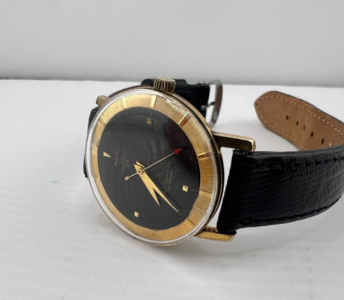 Vintage WALTHAM 25 Watch, Black w Gold Spiral Dial, Automatic, Runs Strong! - Picture 10 of 13