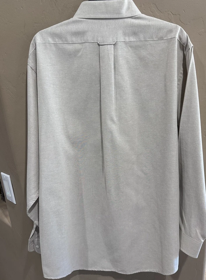 Claybrooke Mens Size 17 (34/35) Beige Button Up Wrinkle Free Dress Shirt Classic - Image 2 of 4