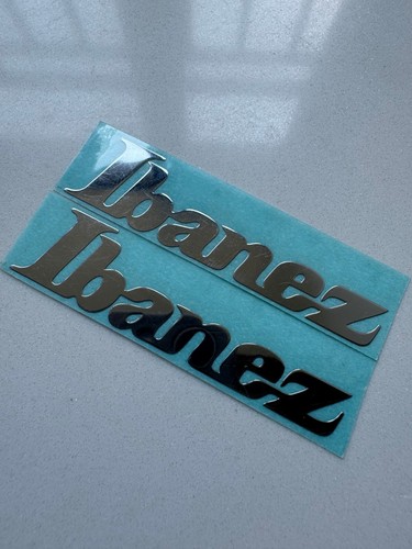 2Pcs 6.5CM*1.6CM lbanez Guitar Neck Headstock Self-Adhesive Metal Sticker Chrome - Picture 6 of 7
