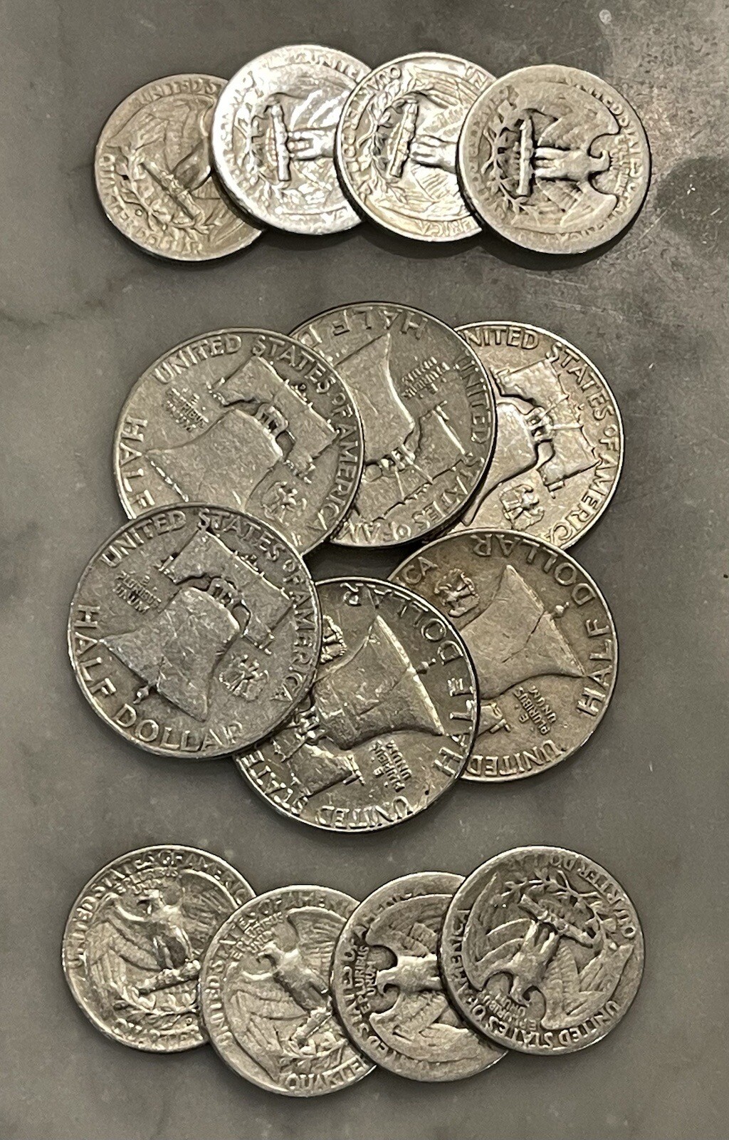 $5 Face 90% Silver (6) Franklin Half Dollar (8) Quarters - Choose How Many Lots!